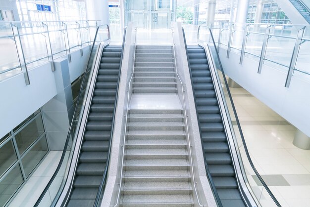 empty escalator and stair