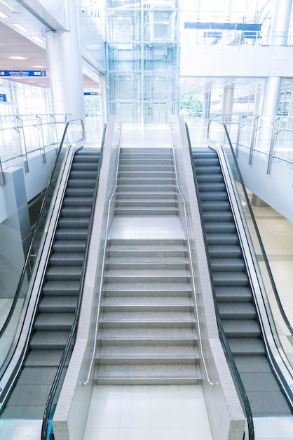 empty escalator and stair