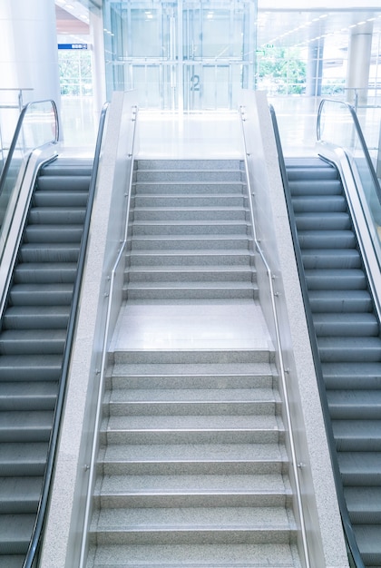 empty escalator and stair