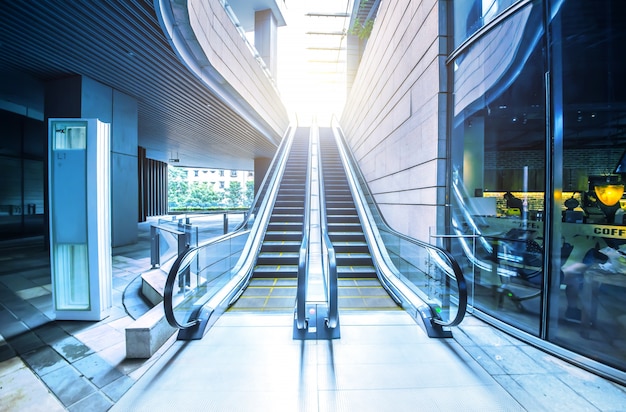 Empty escalator view