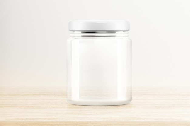 Free photo empty glass jar, food product packaging with design space