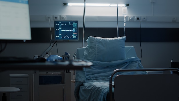 Empty hospital ward designed with medical equipment