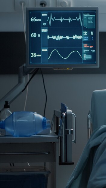 Empty hospital ward prepared for patient healthcare