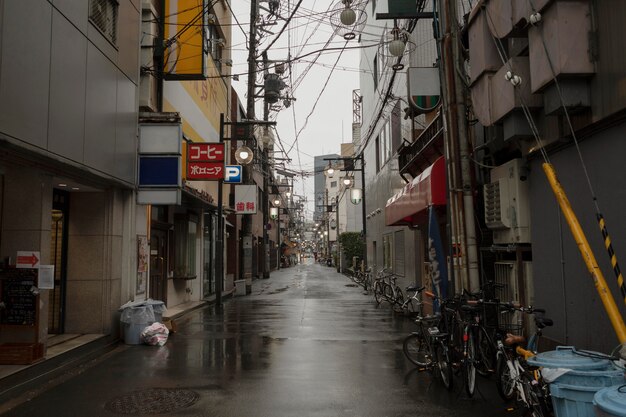 Empty japan street after rain