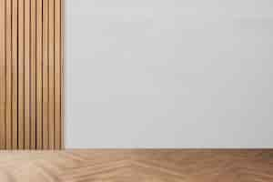 Free photo empty minimal room interior design with fishbone flooring