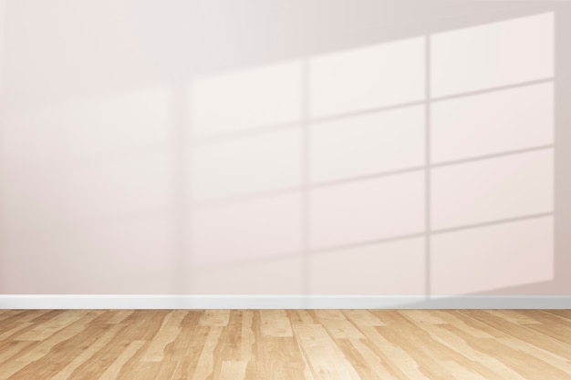 Free photo empty minimal room with window shadow on a pink wall