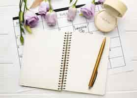 Free photo empty open notebook wedding planner