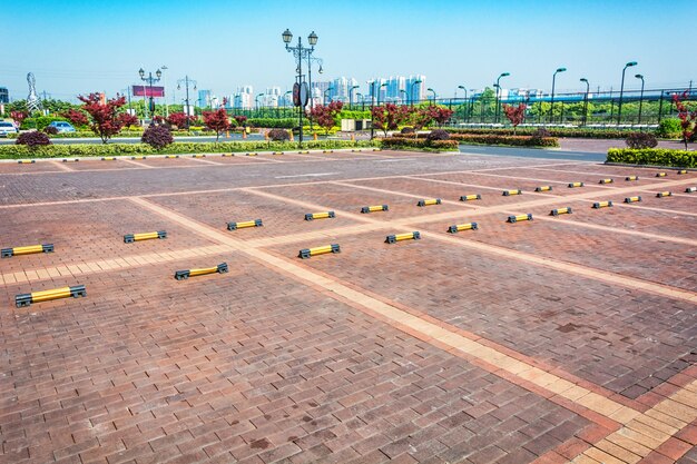 Empty Parking Lot ,Parking lane outdoor in public park