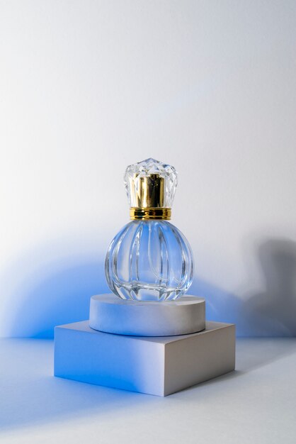 Empty perfume bottle on stand