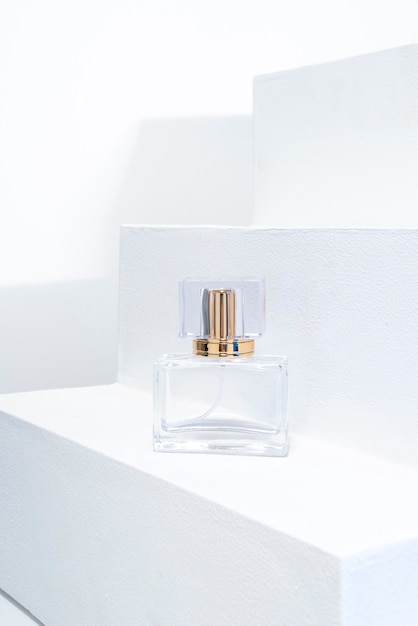 Empty perfume bottle with white background