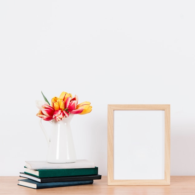 Empty photo frame on table