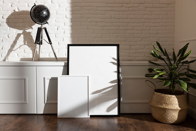 Empty photo frames interior design