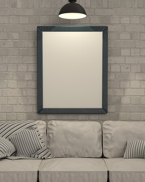 Empty picture frame on wall