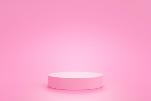 Бесплатное фото Пустой розовый подиум, витрина с минимальным пьедесталом на розовом фоне 3d рендеринг