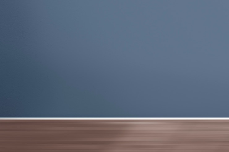Free Photo empty retro room interior design with blue wall