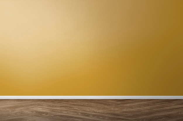 Бесплатное фото Пустой ретро дизайн интерьера комнаты с желтой стеной