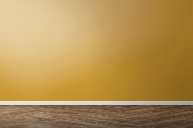 Free photo empty retro room interior design with yellow wall