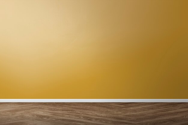 Empty retro room interior design with yellow wall