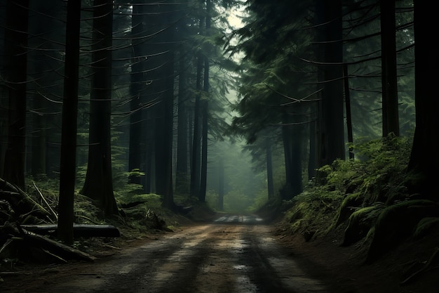 Empty road in dark atmosphere