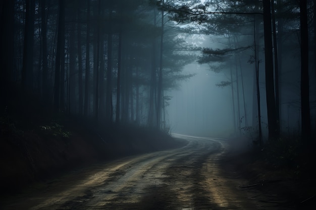 Free photo empty road in dark atmosphere