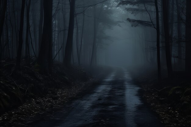 Empty road in dark atmosphere