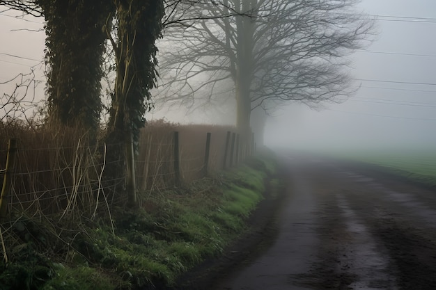 Foto gratuita strada vuota in un'atmosfera buia