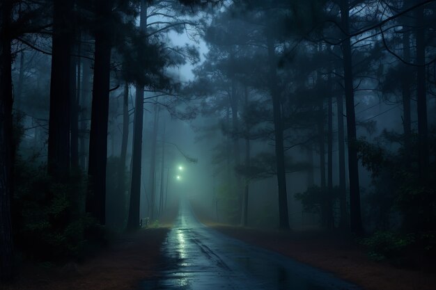 Empty road in dark atmosphere