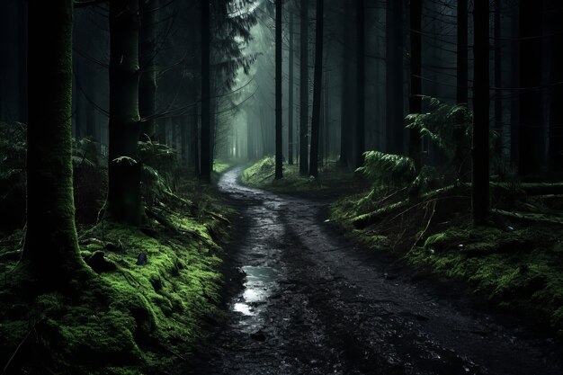 Empty road in dark atmosphere