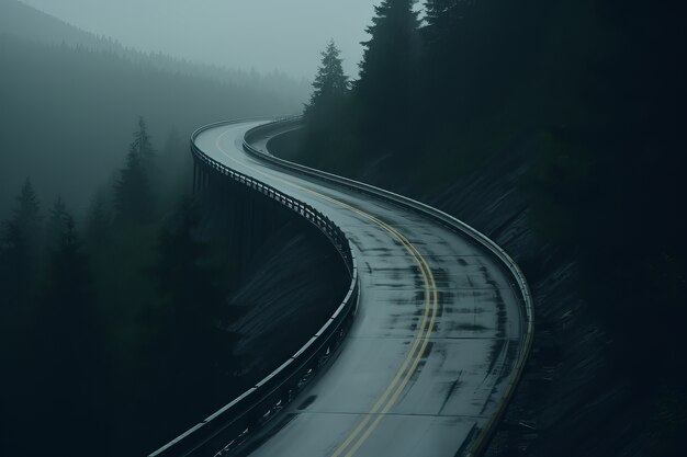 Empty road in dark atmosphere