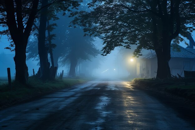 Empty road in dark atmosphere