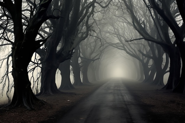 Foto gratuita strada vuota in un'atmosfera buia