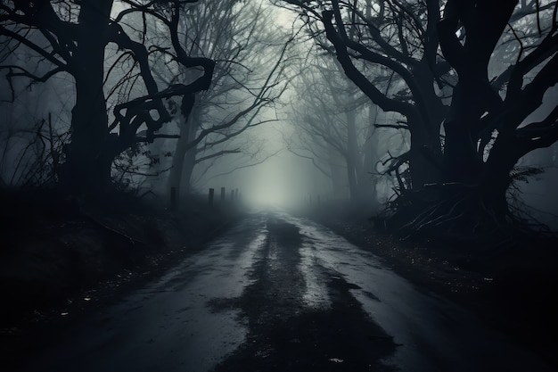 Empty road in dark atmosphere