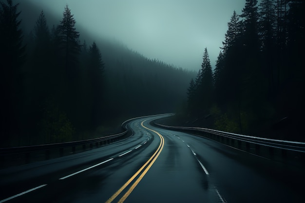 Empty road in dark atmosphere