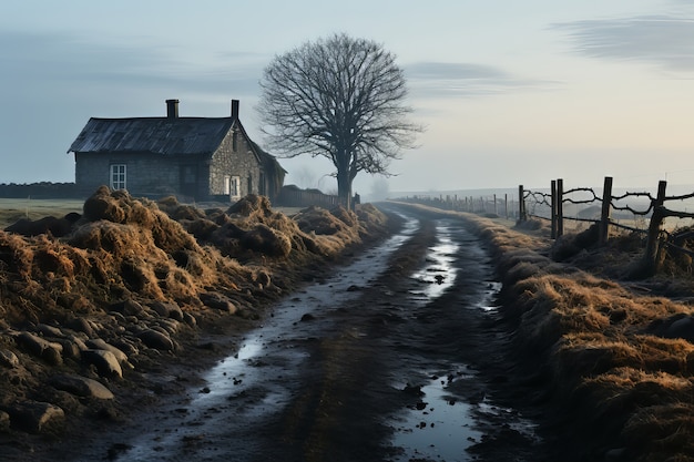 Empty road in dark atmosphere