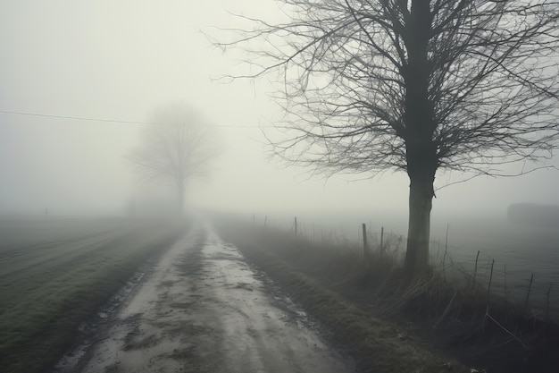 Free photo empty road in dark atmosphere