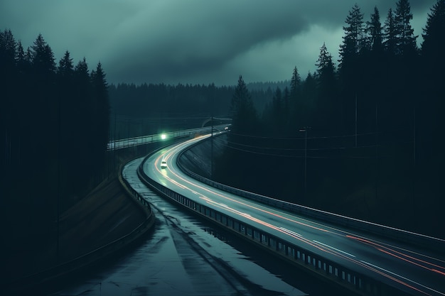 Empty road in dark atmosphere