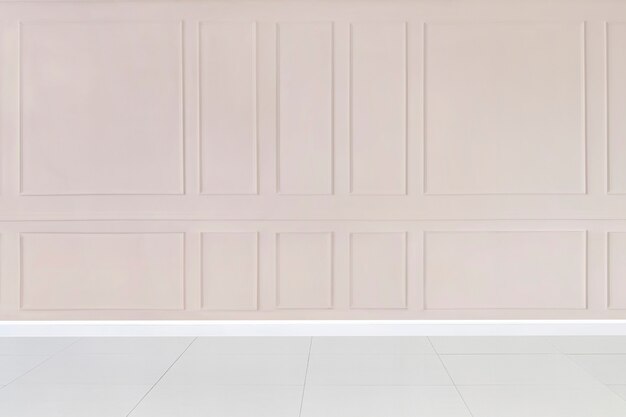 Empty room with pink patterned wall mockup