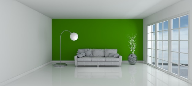 Foto gratuita 3d rendering di una stanza vuota e divano