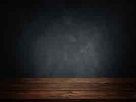 Free photo empty room with wooden floor and dark blue wall