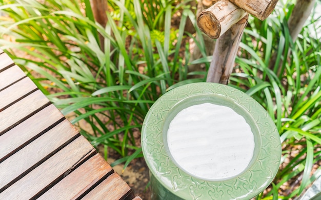 Free photo empty sand ashtray outdoor .