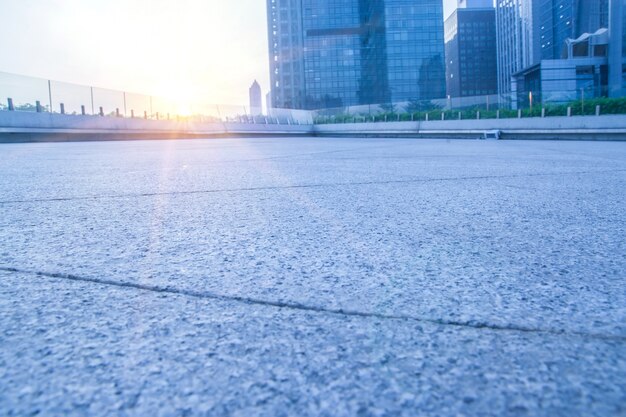 Empty square at sunset