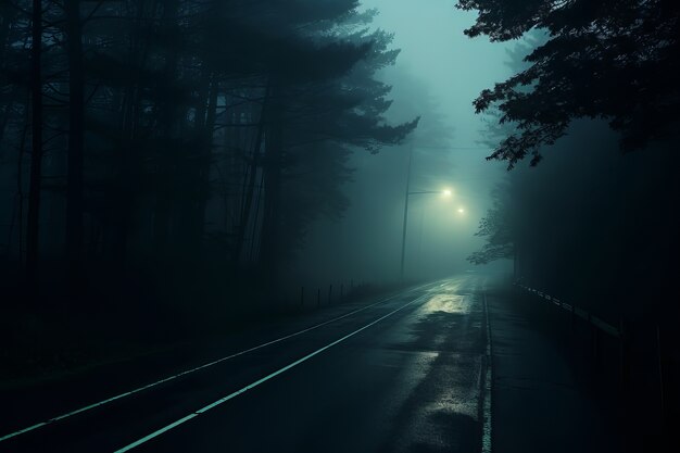 Empty street in dark atmosphere
