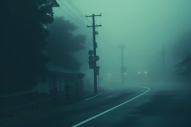 Empty street in dark atmosphere