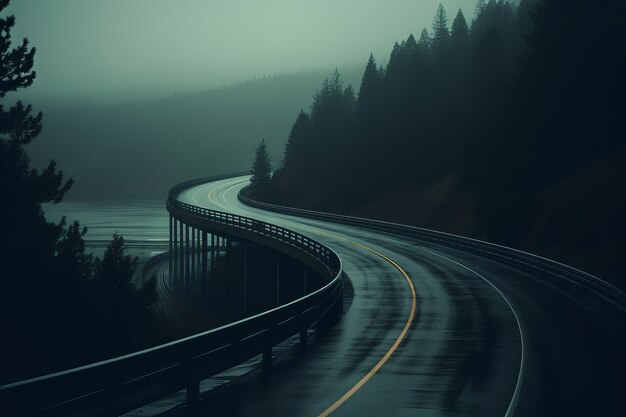 Empty street in dark atmosphere