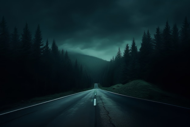 Empty street in dark atmosphere