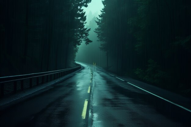 Empty street in dark atmosphere