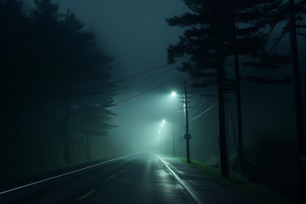 Бесплатное фото Пустая улица в темной атмосфере
