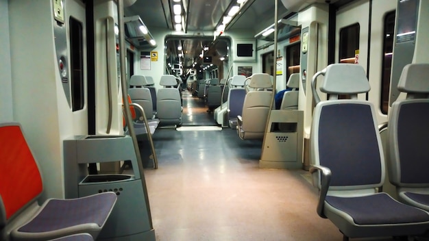Empty subway train in Barcelona, Spain