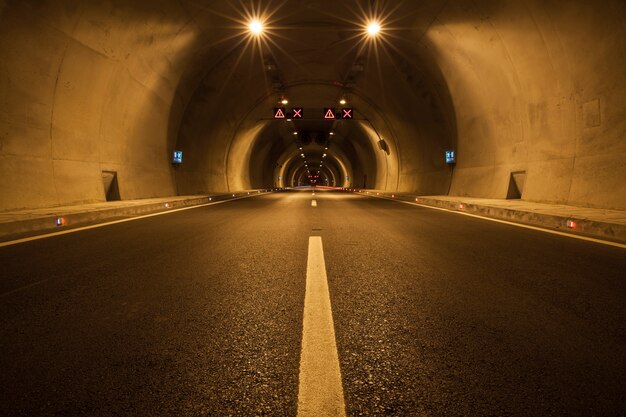 Empty tunnel illuminated