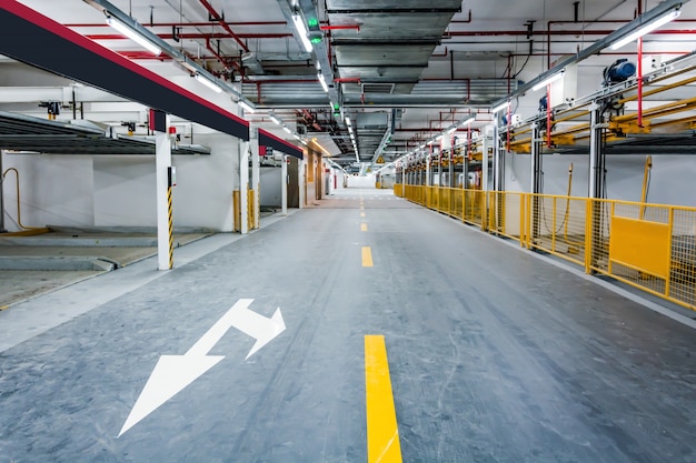 Empty underground parking garage